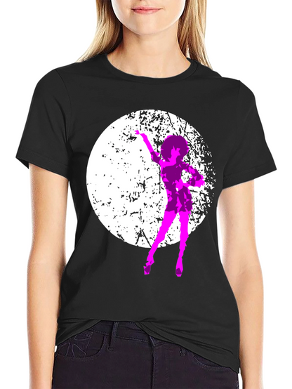 Retro Dancer Graphic Tee - Black Cotton T-Shirt