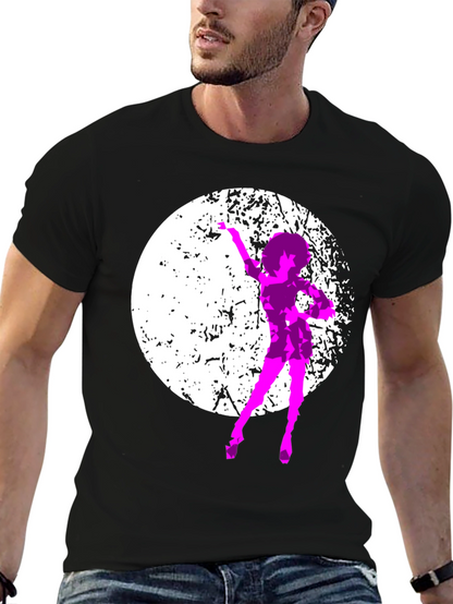 Retro Dancer Graphic Tee - Black Cotton T-Shirt