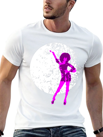 Retro Dancer Graphic Tee - Black Cotton T-Shirt