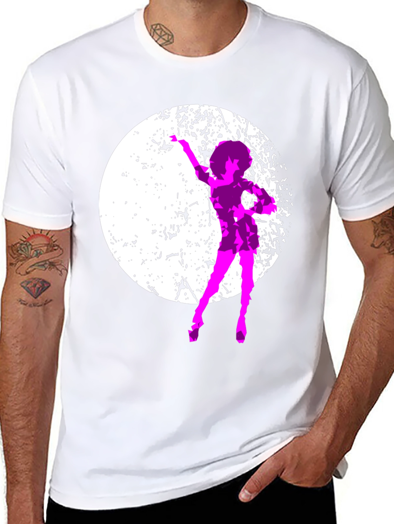 Retro Dancer Graphic Tee - Black Cotton T-Shirt