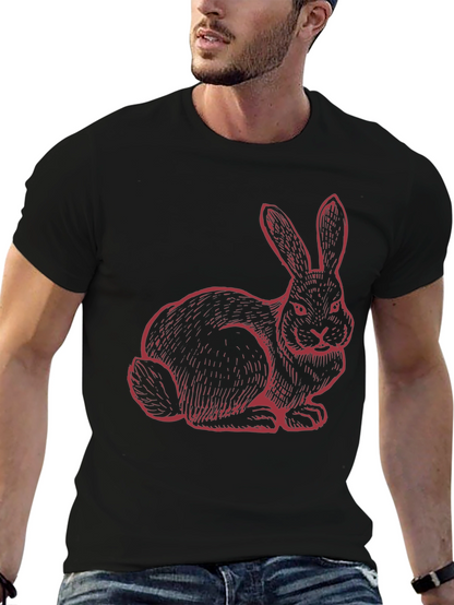 Rabbit Graphic Tee - Black Cotton Blend