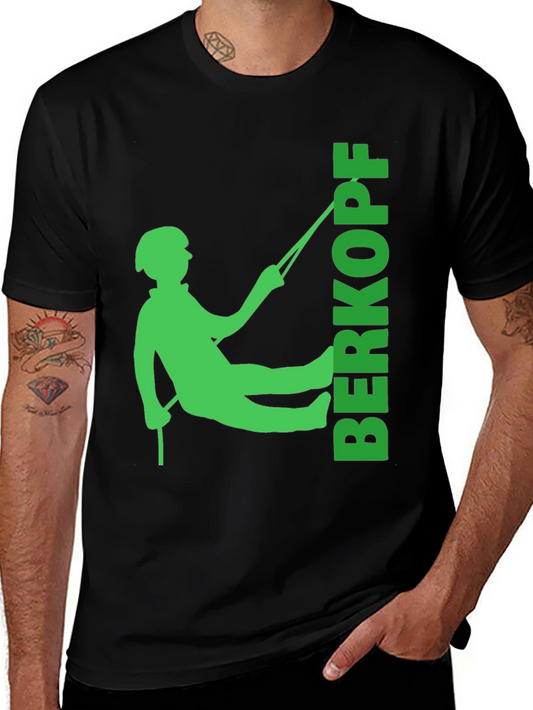 Rock Climbing T-Shirt - Green Climber Silhouette