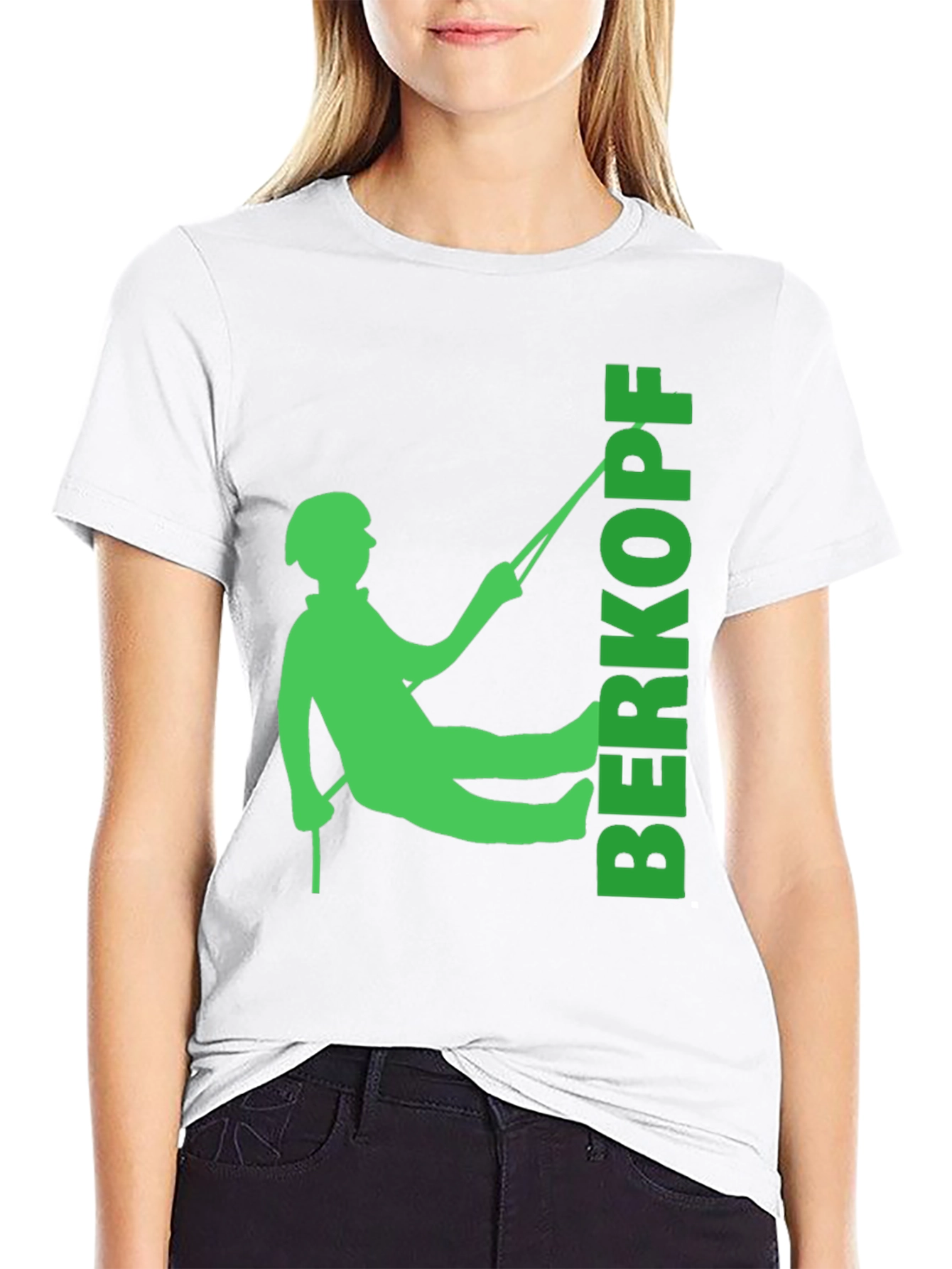Rock Climbing T-Shirt - Green Climber Silhouette