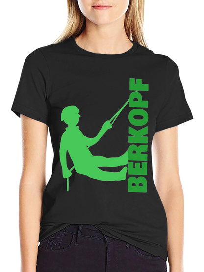 Rock Climbing T-Shirt - Green Climber Silhouette