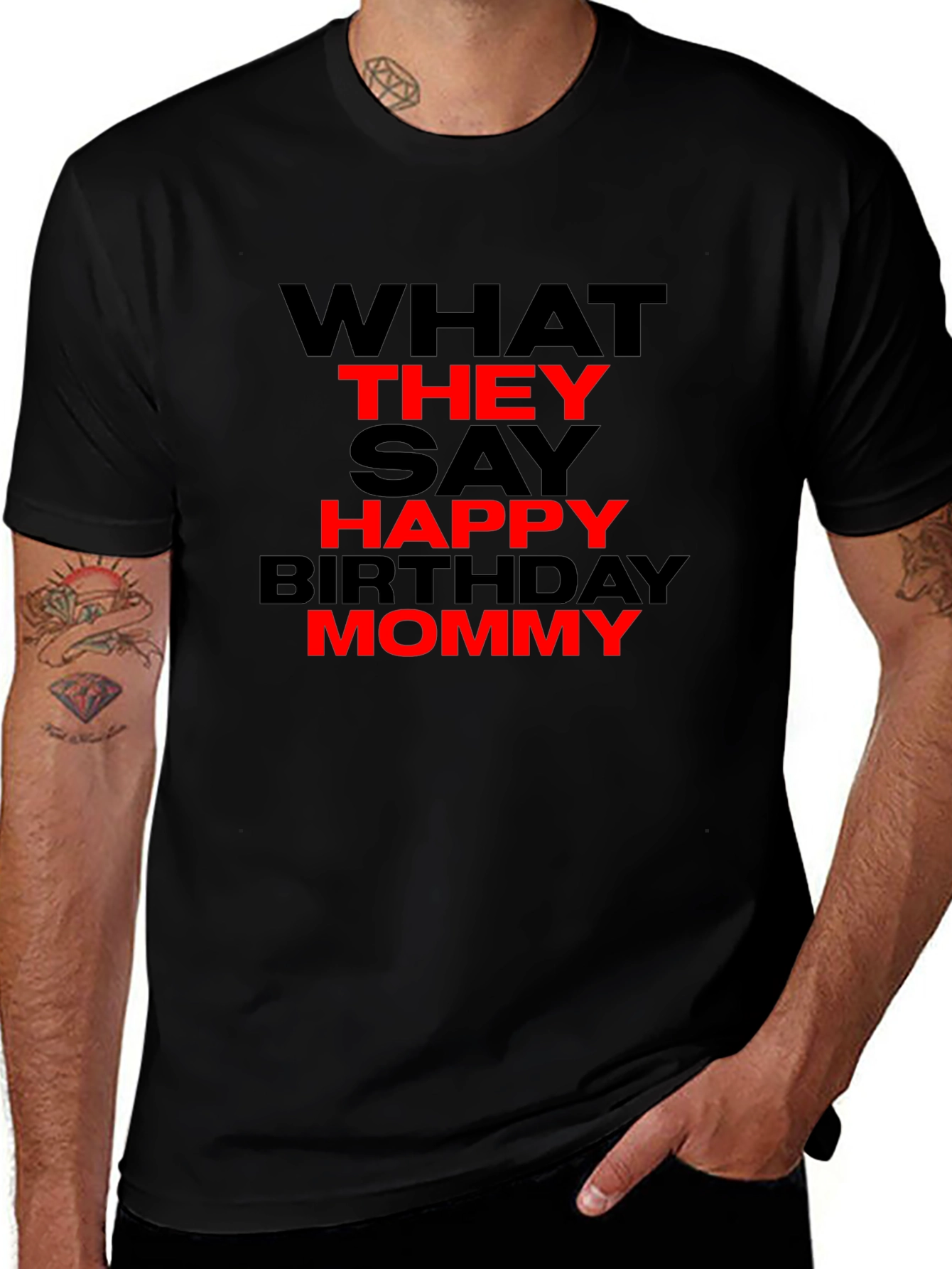 Happy Birthday Mommy Graphic Tee - Black