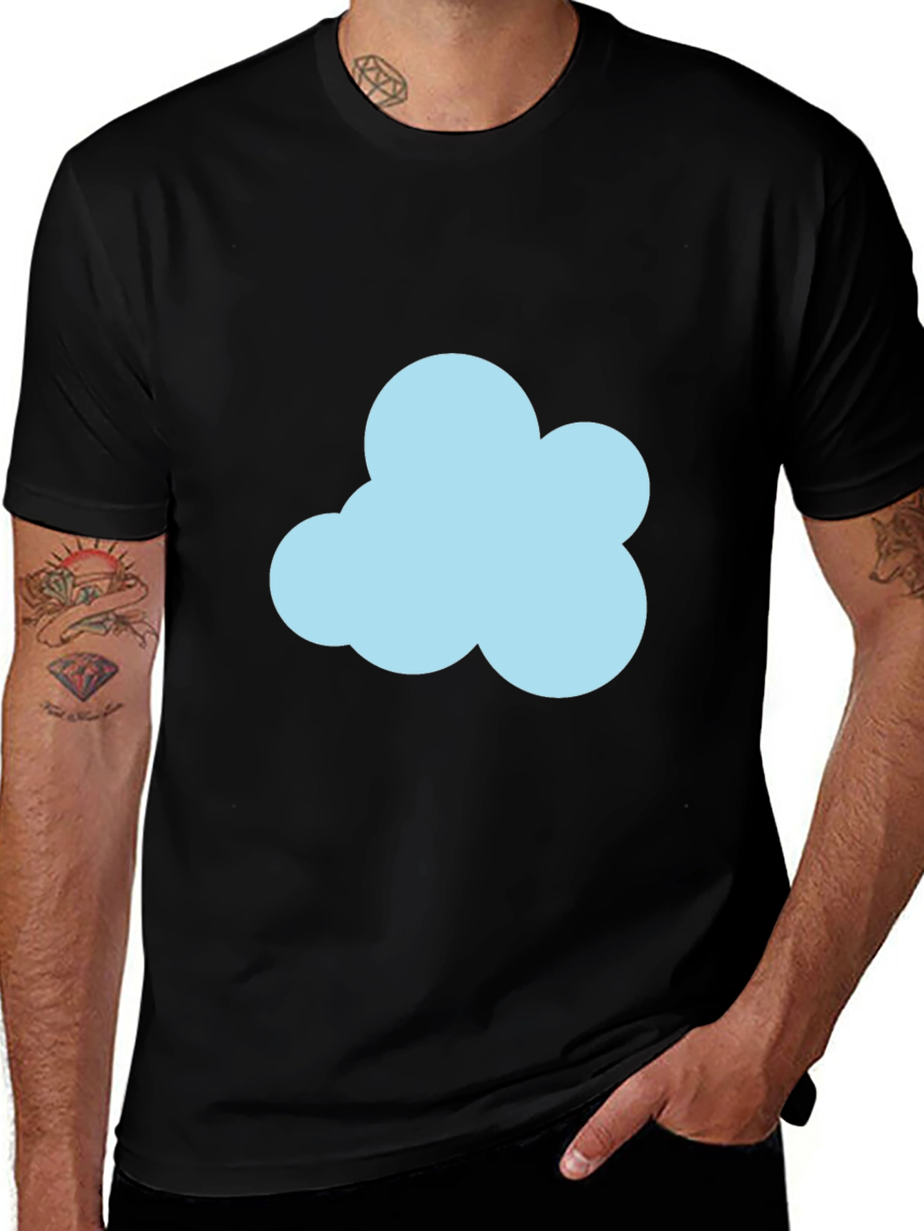Cloud Graphic Black T-Shirt - Soft Cotton Blend