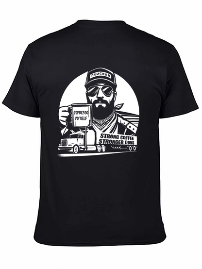 Trucker Coffee Puns Black T-Shirt