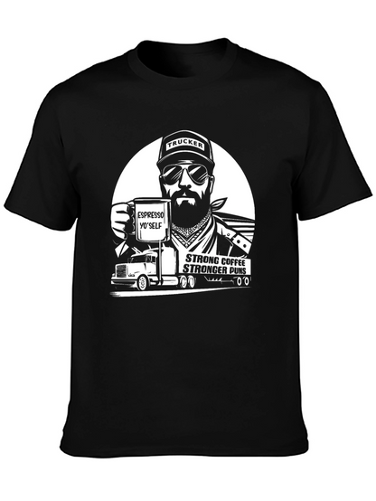 Trucker Coffee Puns Black T-Shirt