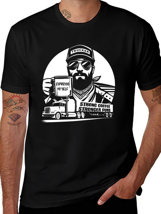 Trucker Coffee Puns Black T-Shirt
