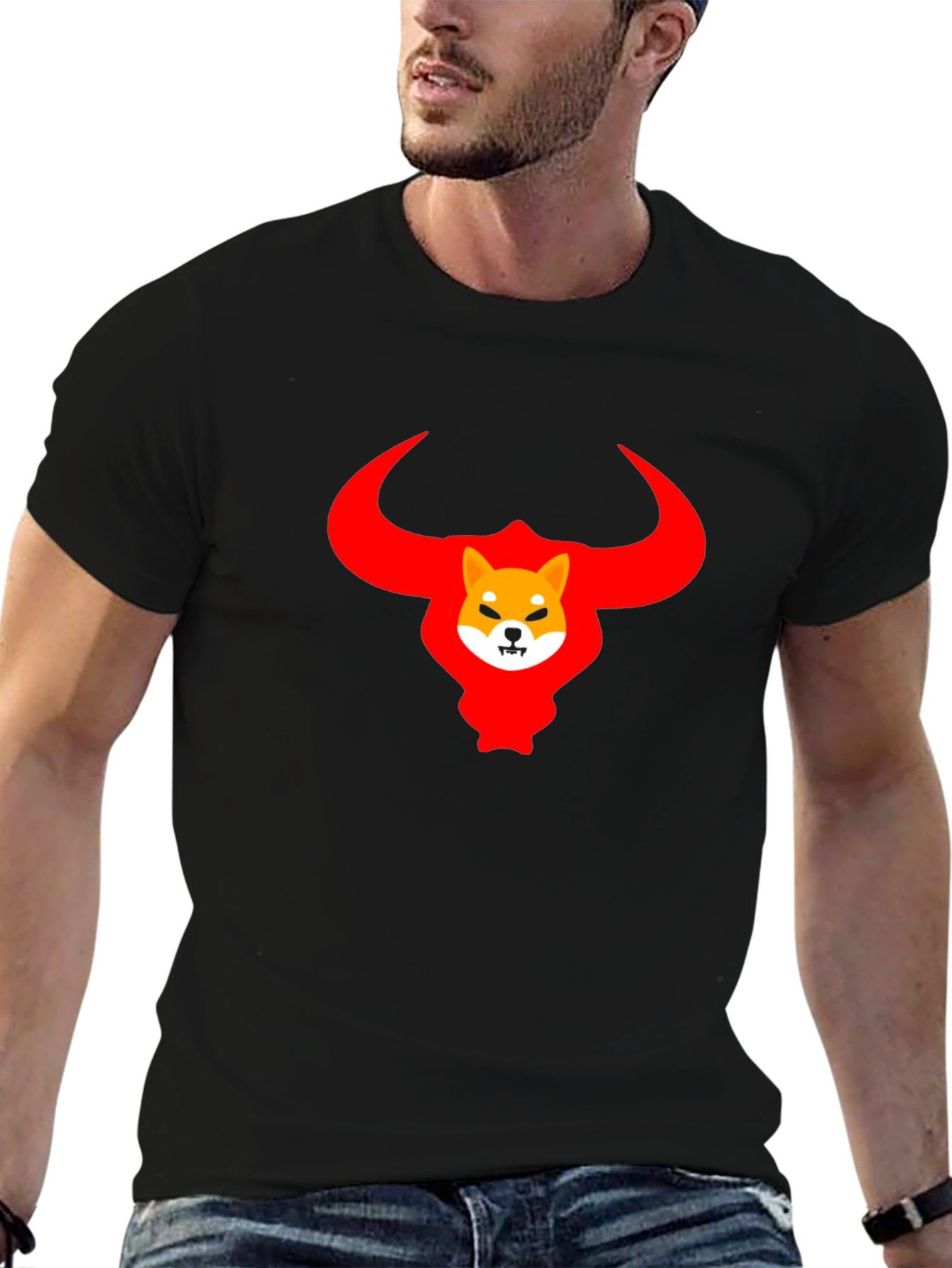 Shiba Inu Bull Crypto T-Shirt - Black