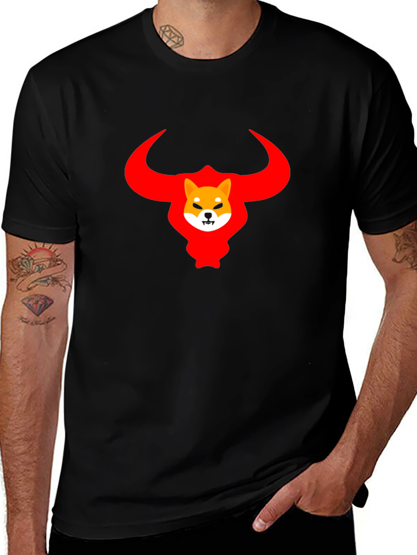 Shiba Inu Bull Crypto T-Shirt - Black