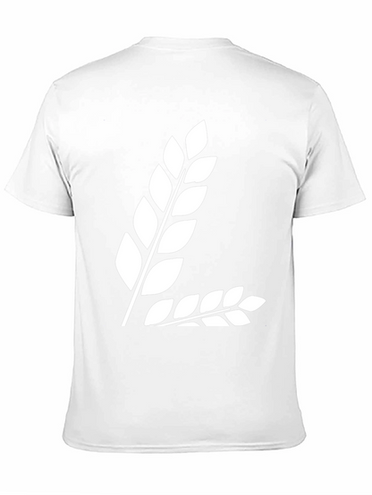 Black T-Shirt with White Leaf Design