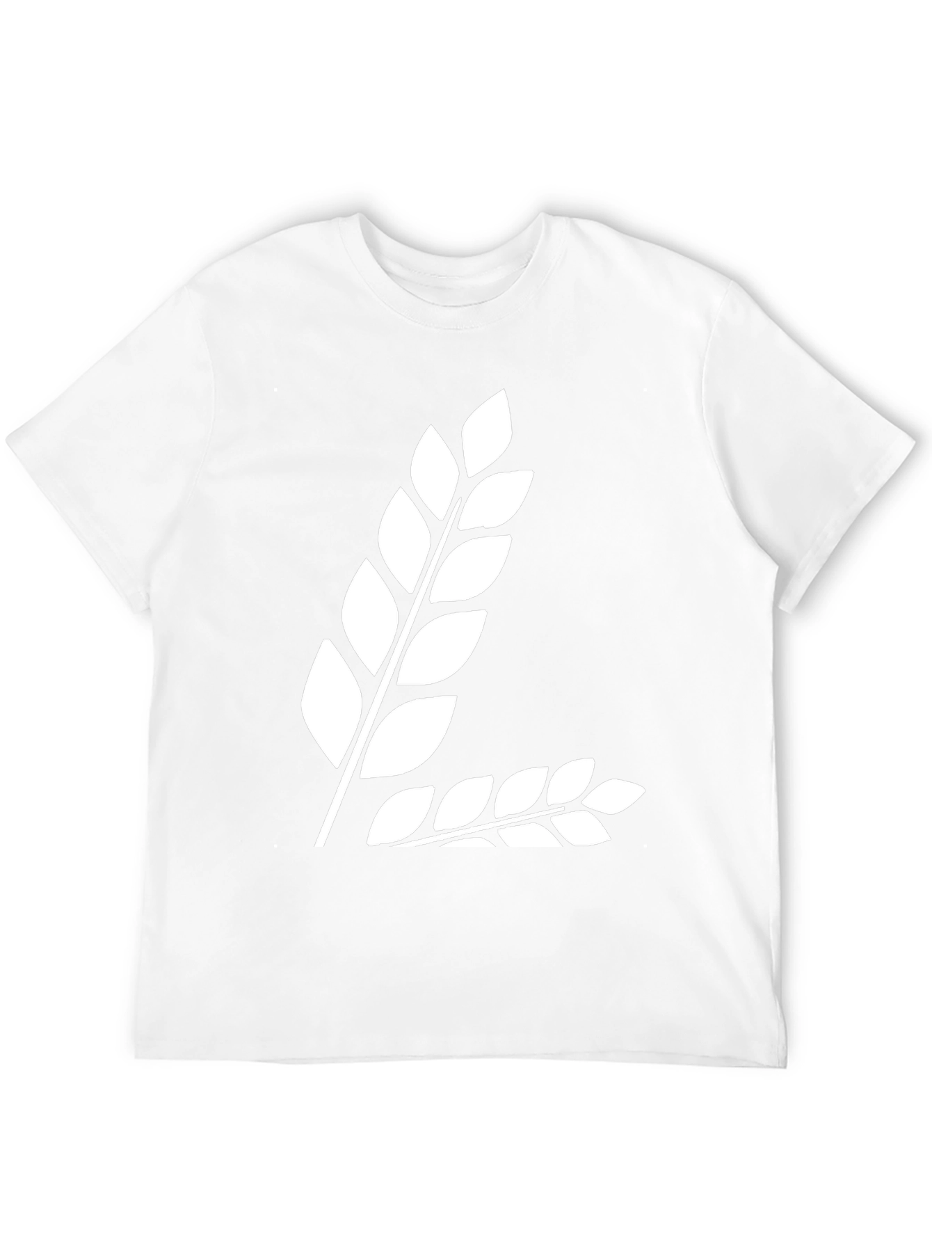 Black T-Shirt with White Leaf Design