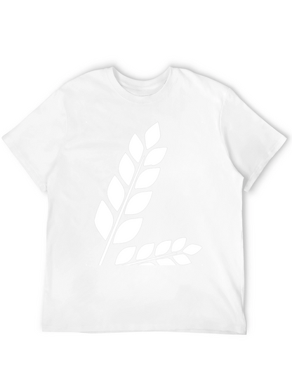 Black T-Shirt with White Leaf Design