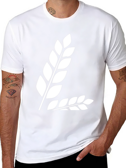 Black T-Shirt with White Leaf Design