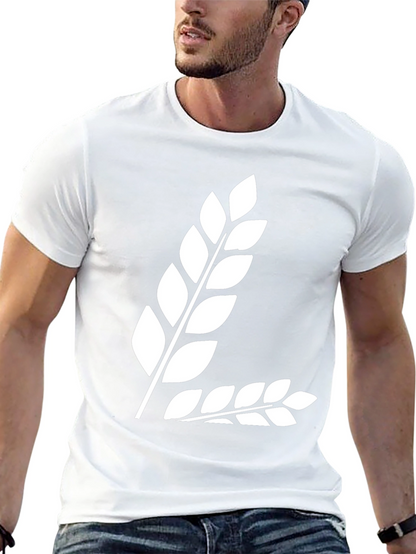 Black T-Shirt with White Leaf Design