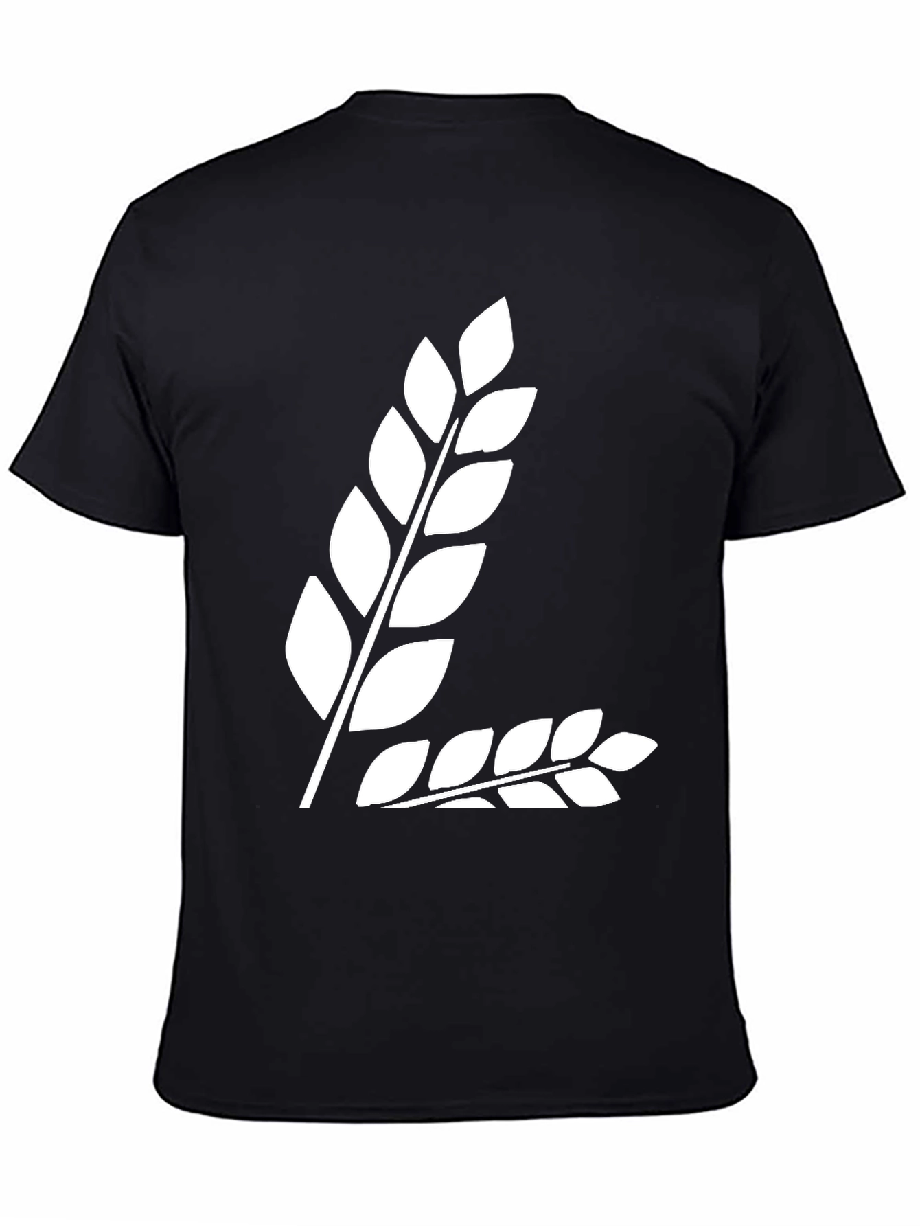 Black T-Shirt with White Leaf Design