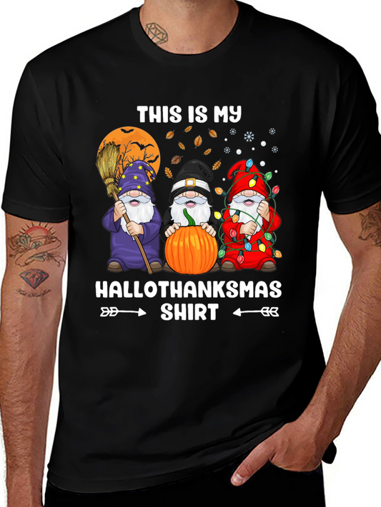 HalloThanksmas Gnome T-Shirt Holiday Tee