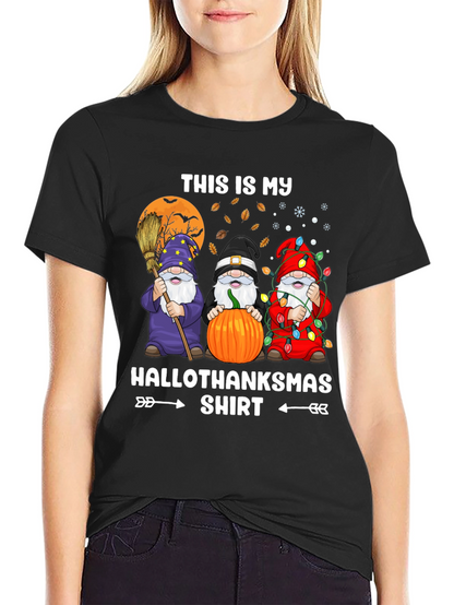 HalloThanksmas Gnome T-Shirt Holiday Tee