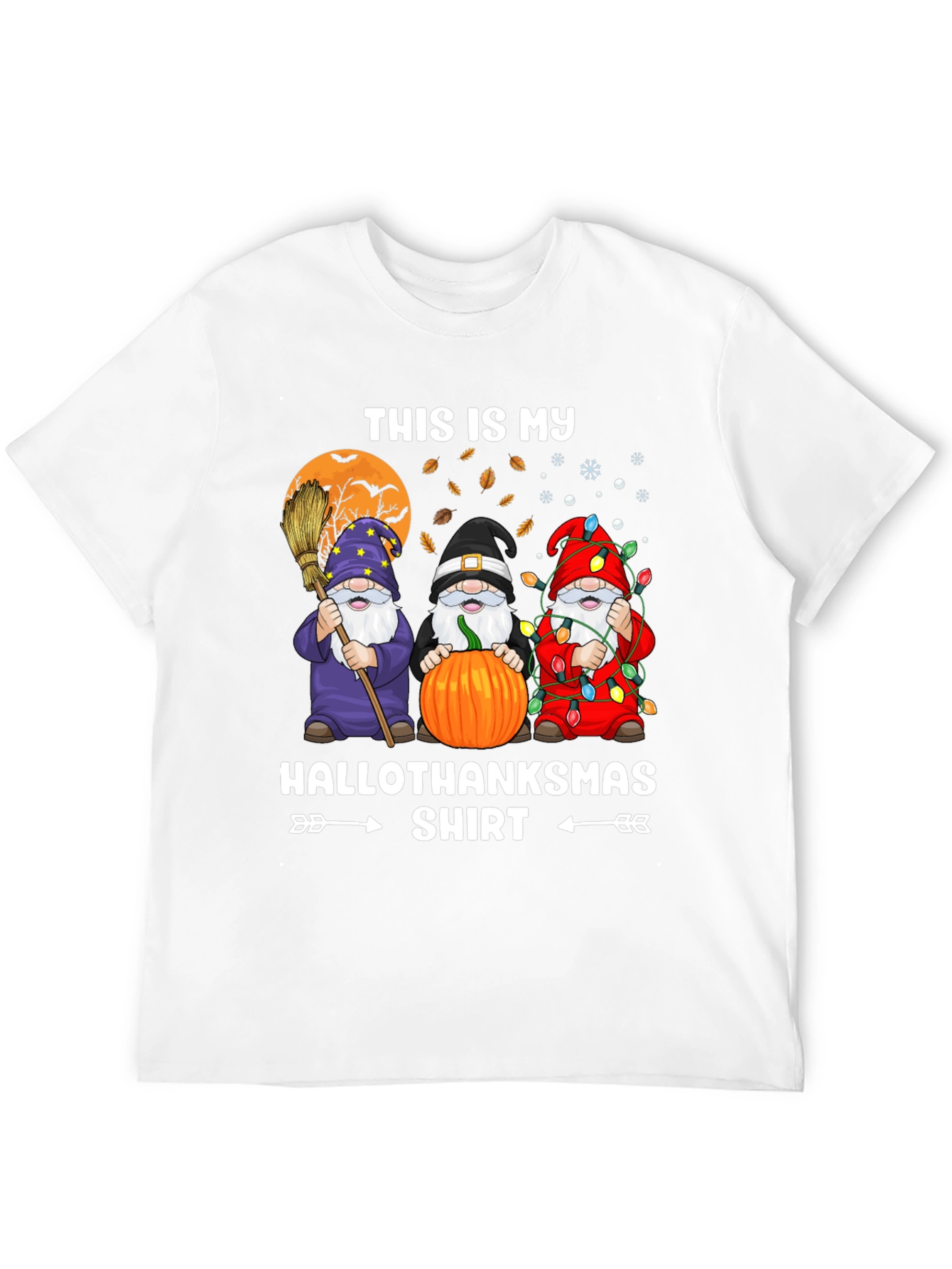 HalloThanksmas Gnome T-Shirt Holiday Tee