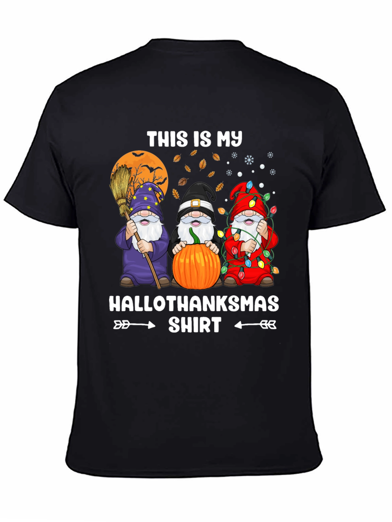 HalloThanksmas Gnome T-Shirt Holiday Tee