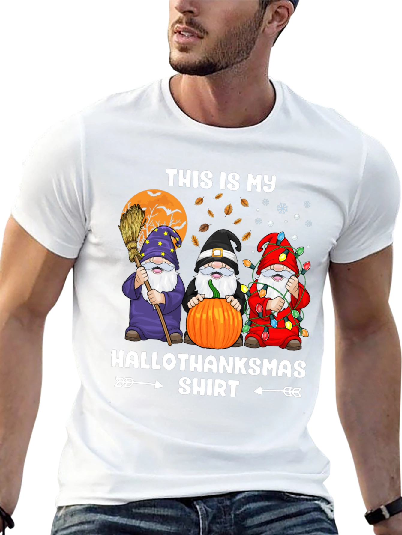 HalloThanksmas Gnome T-Shirt Holiday Tee