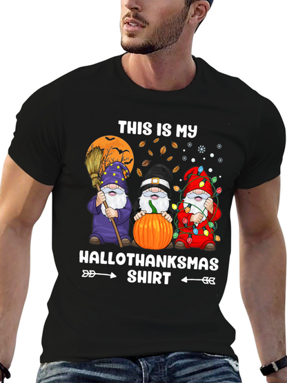 HalloThanksmas Gnome T-Shirt Holiday Tee