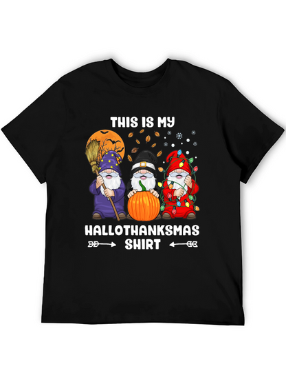 HalloThanksmas Gnome T-Shirt Holiday Tee