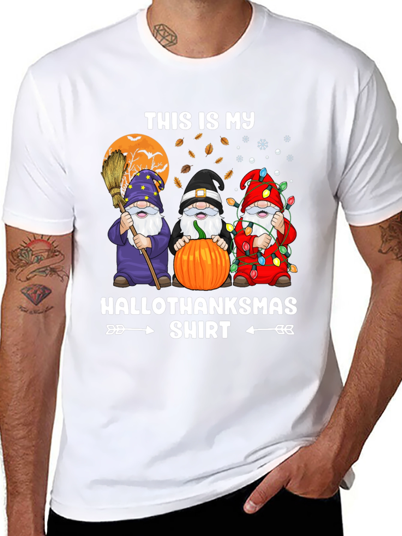 HalloThanksmas Gnome T-Shirt Holiday Tee