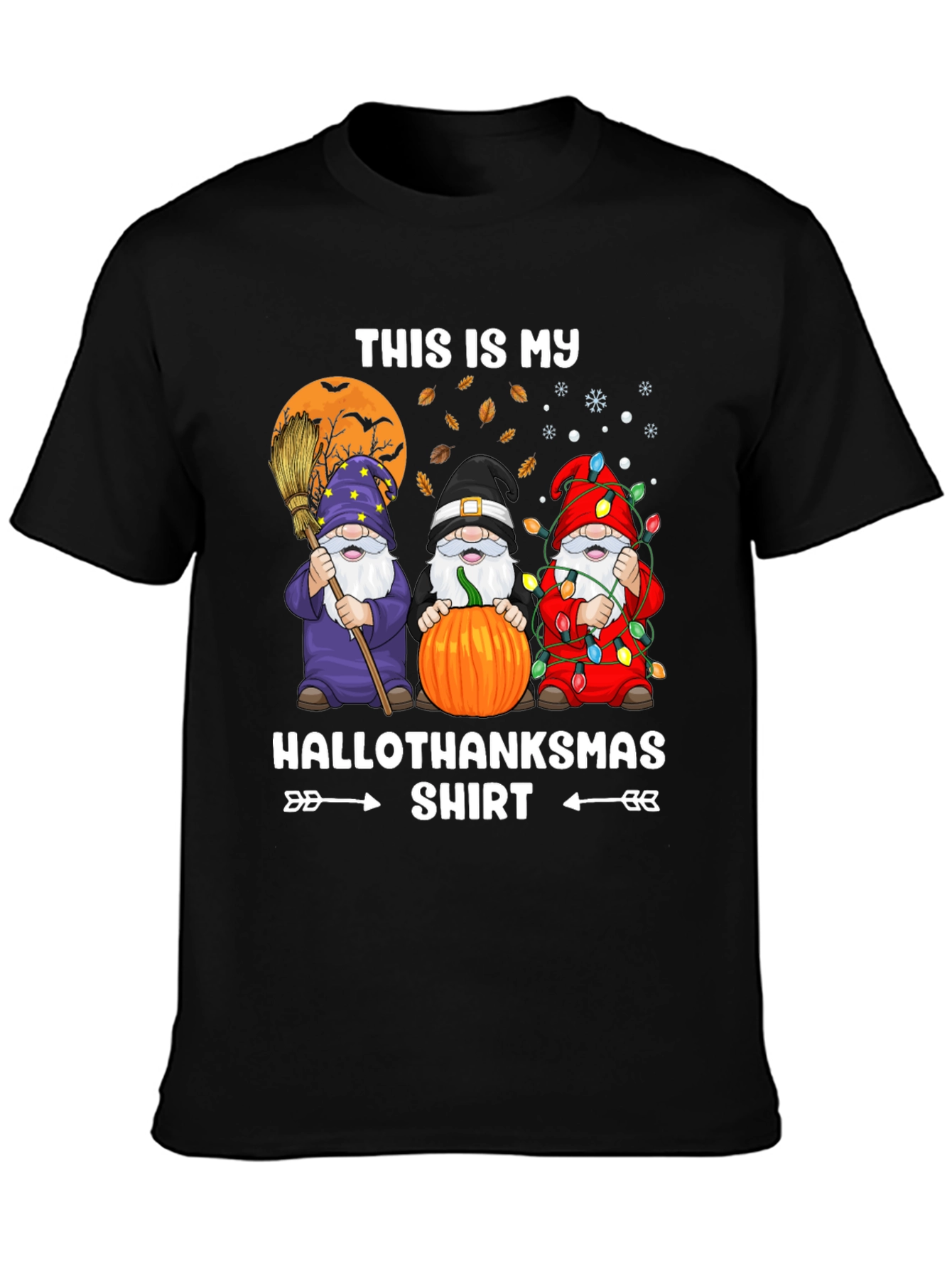 HalloThanksmas Gnome T-Shirt Holiday Tee