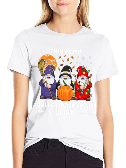 HalloThanksmas Gnome T-Shirt Holiday Tee