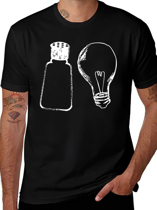 Salt and Lightbulb Graphic Tee - Funny Mens Black T-Shirt