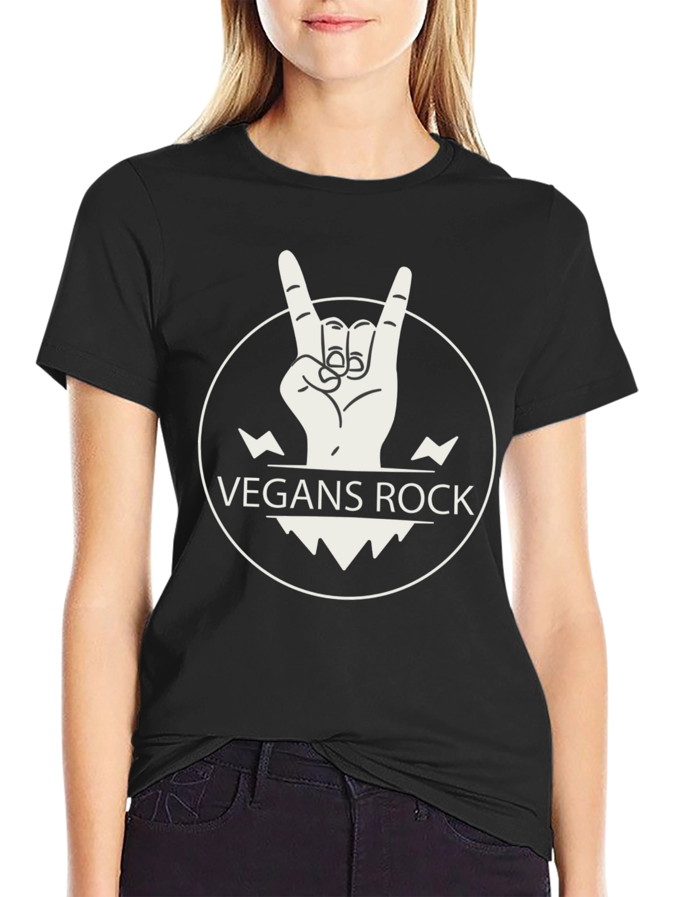 Vegan Rocker Graphic T-Shirt - Black