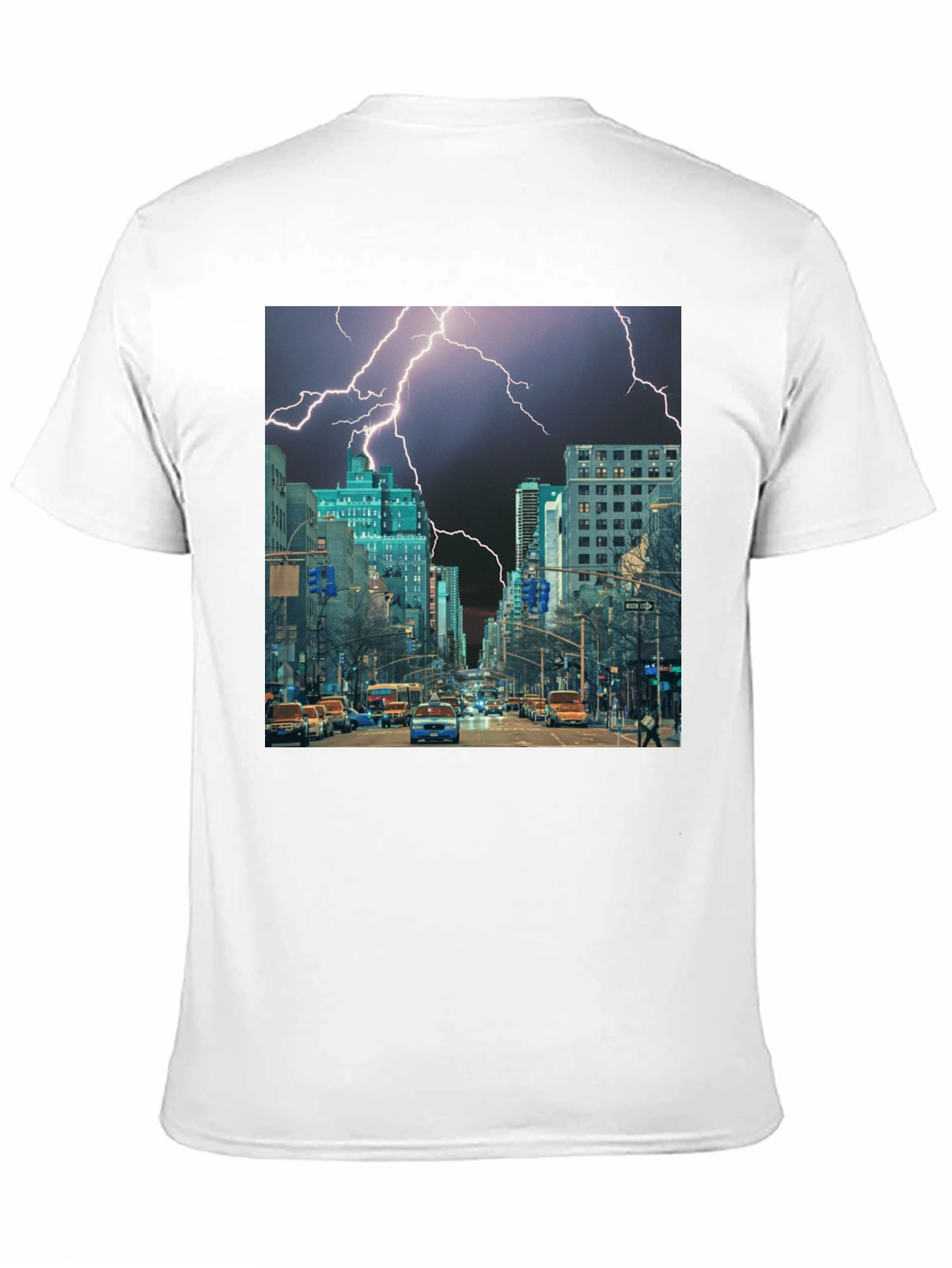 Lightning Cityscape Black Graphic Tee