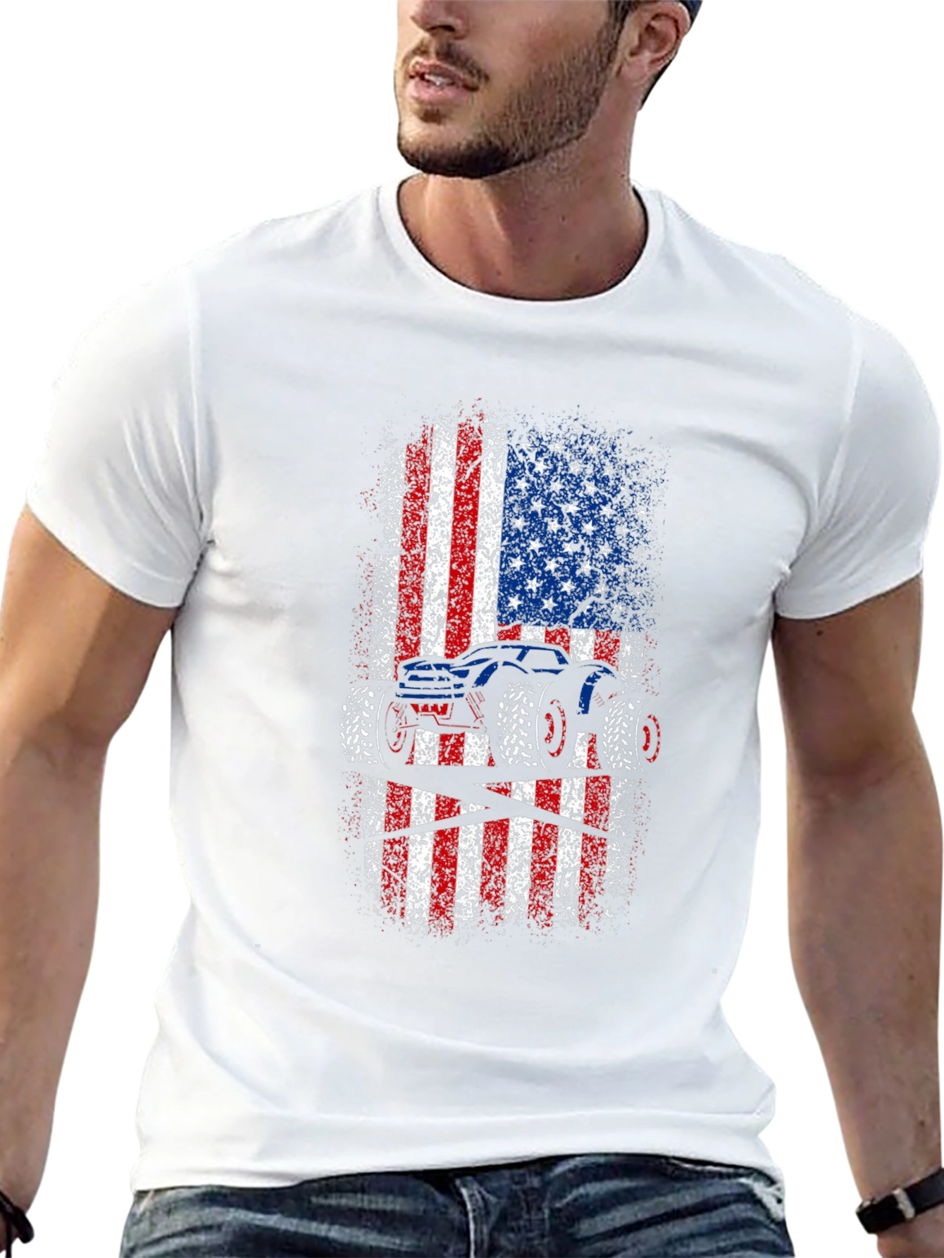 American Flag Monster Truck Graphic Tee