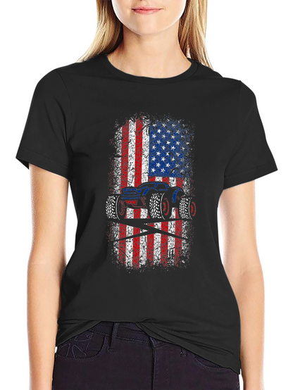 American Flag Monster Truck Graphic Tee