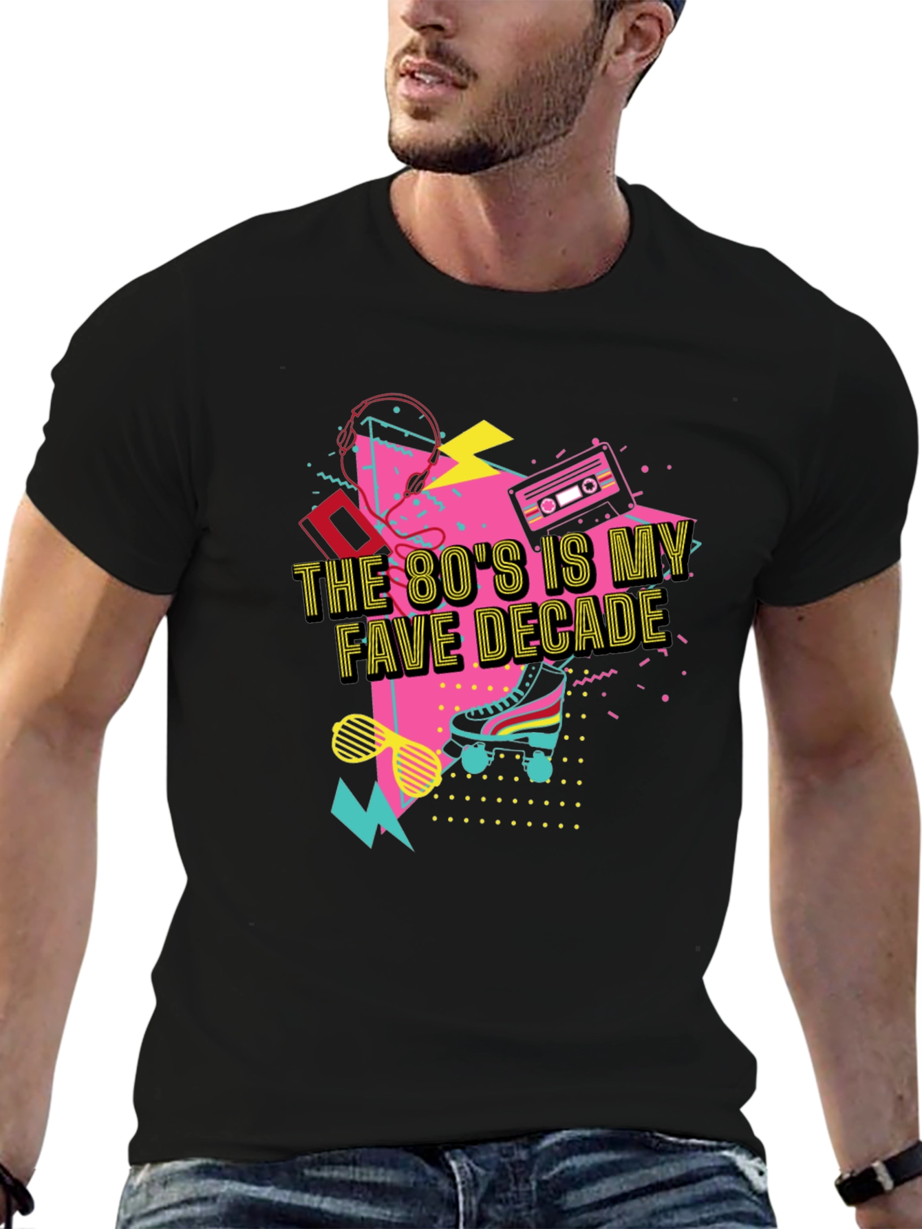 80s Fave Decade Black T-Shirt