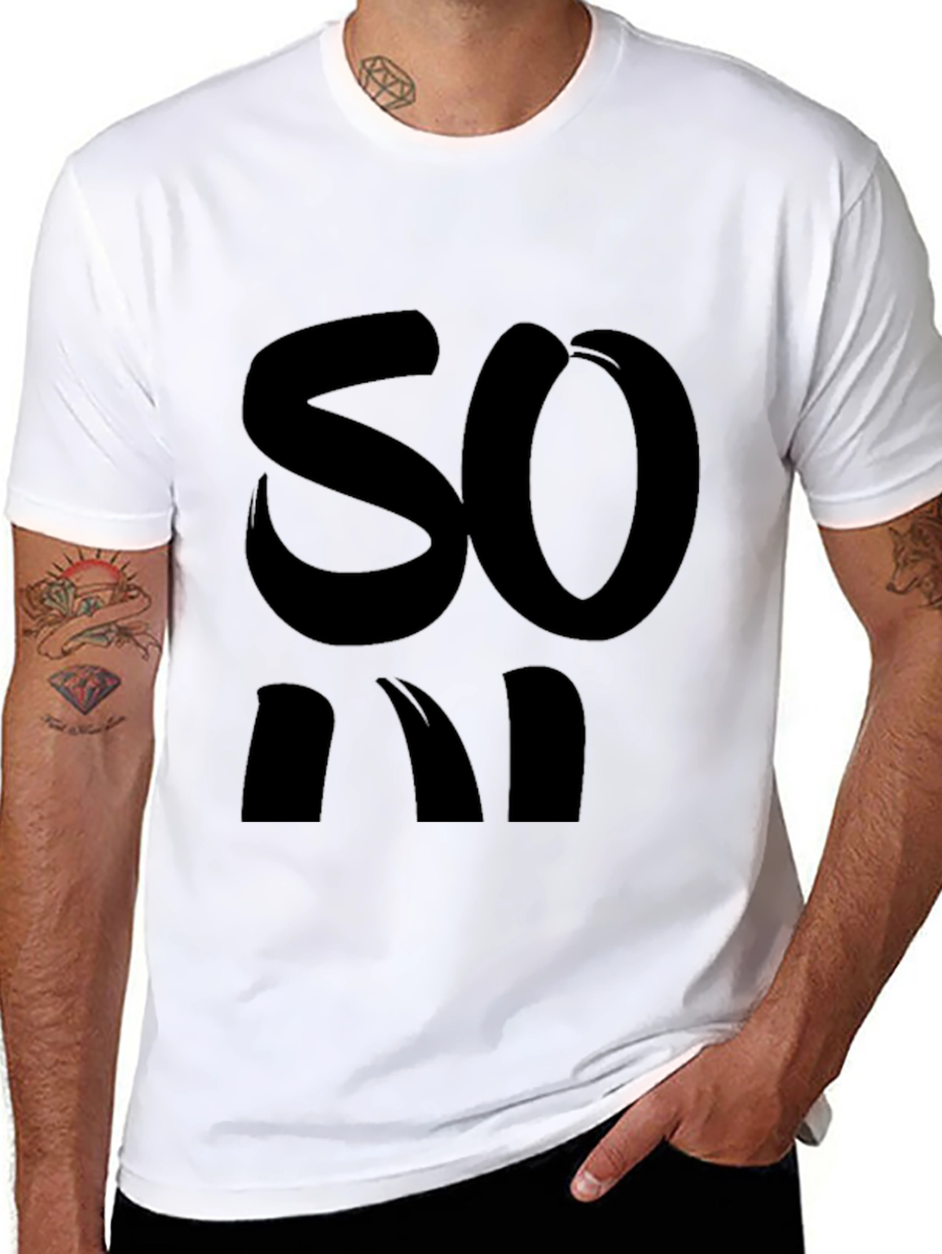 Bold Statement Tee - Black Cotton Blend Casual Wear