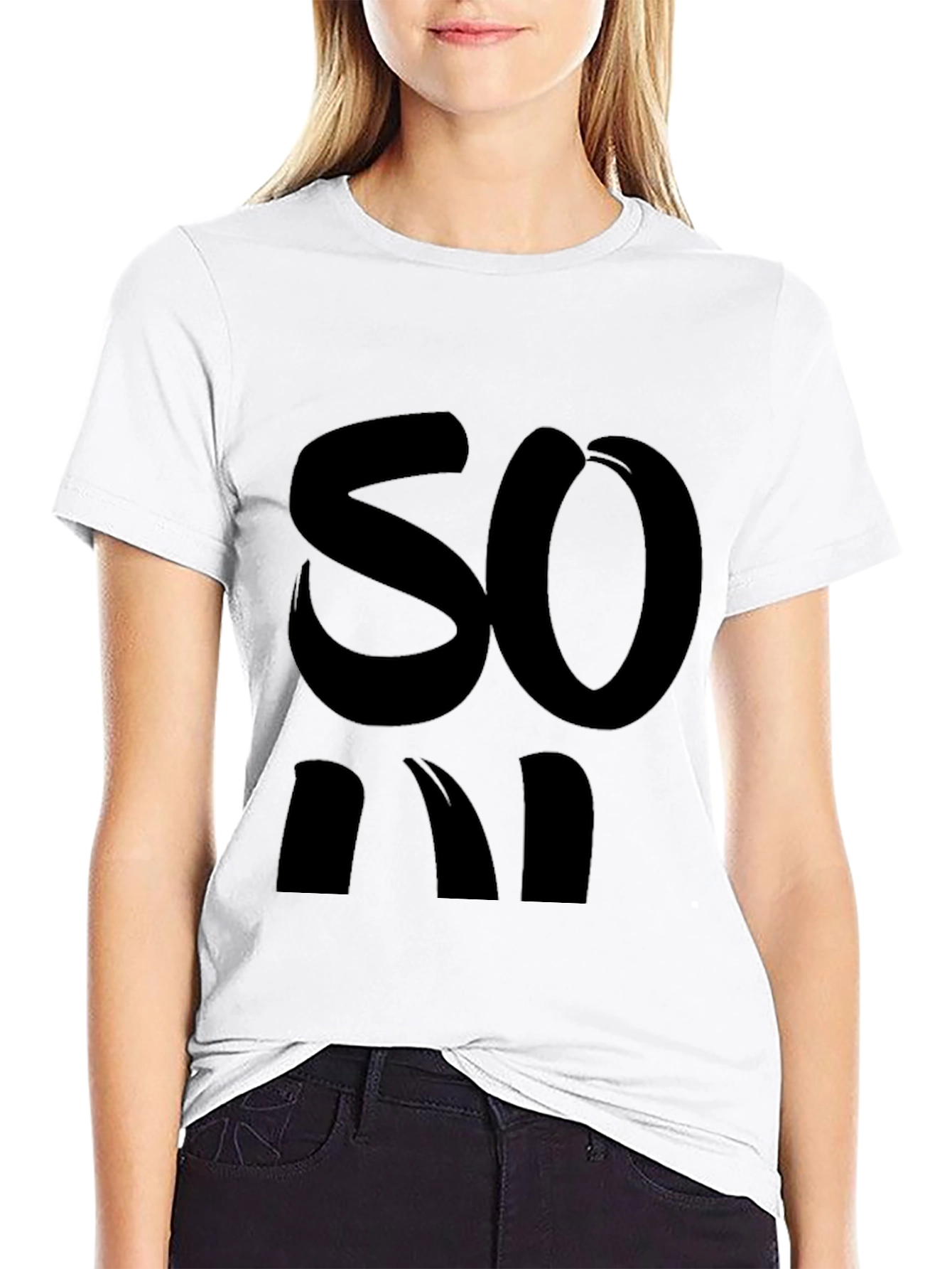 Bold Statement Tee - Black Cotton Blend Casual Wear