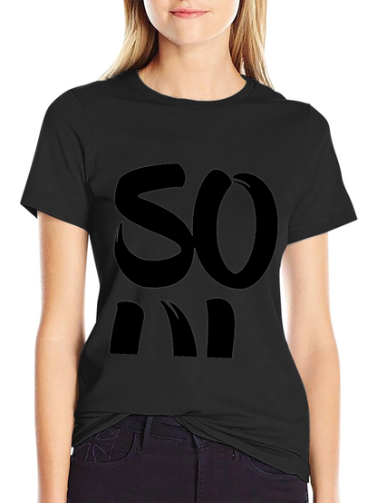 Bold Statement Tee - Black Cotton Blend Casual Wear