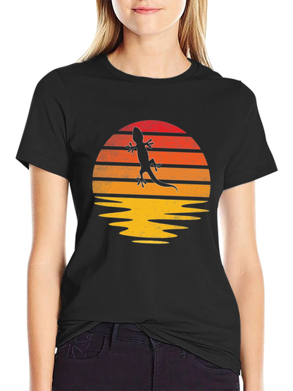 Retro Lizard Sunset Graphic T-Shirt - Unique Design