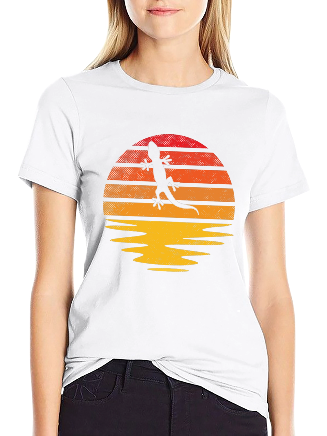 Retro Lizard Sunset Graphic T-Shirt - Unique Design