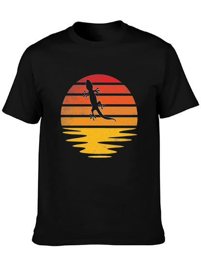Retro Lizard Sunset Graphic T-Shirt - Unique Design