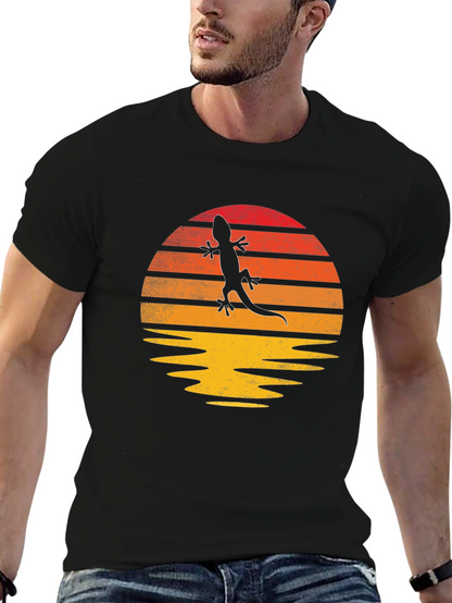 Retro Lizard Sunset Graphic T-Shirt - Unique Design