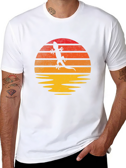 Retro Lizard Sunset Graphic T-Shirt - Unique Design