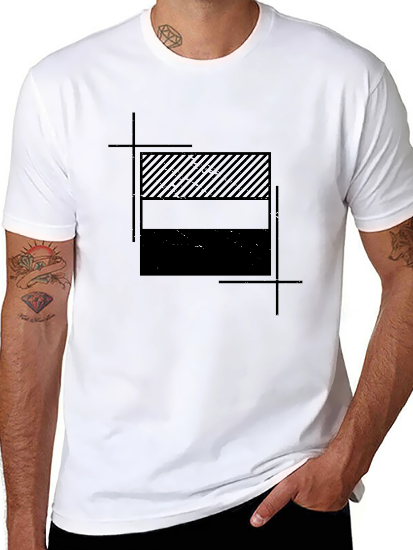 Modern Graphic Tee - Stylish Striped Block Design