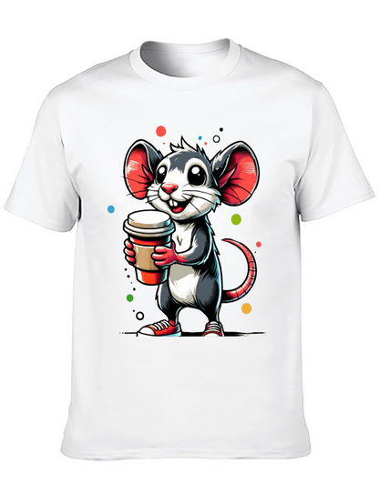 Coffee Mouse Graphic Tee - Cute Cartoon Design
