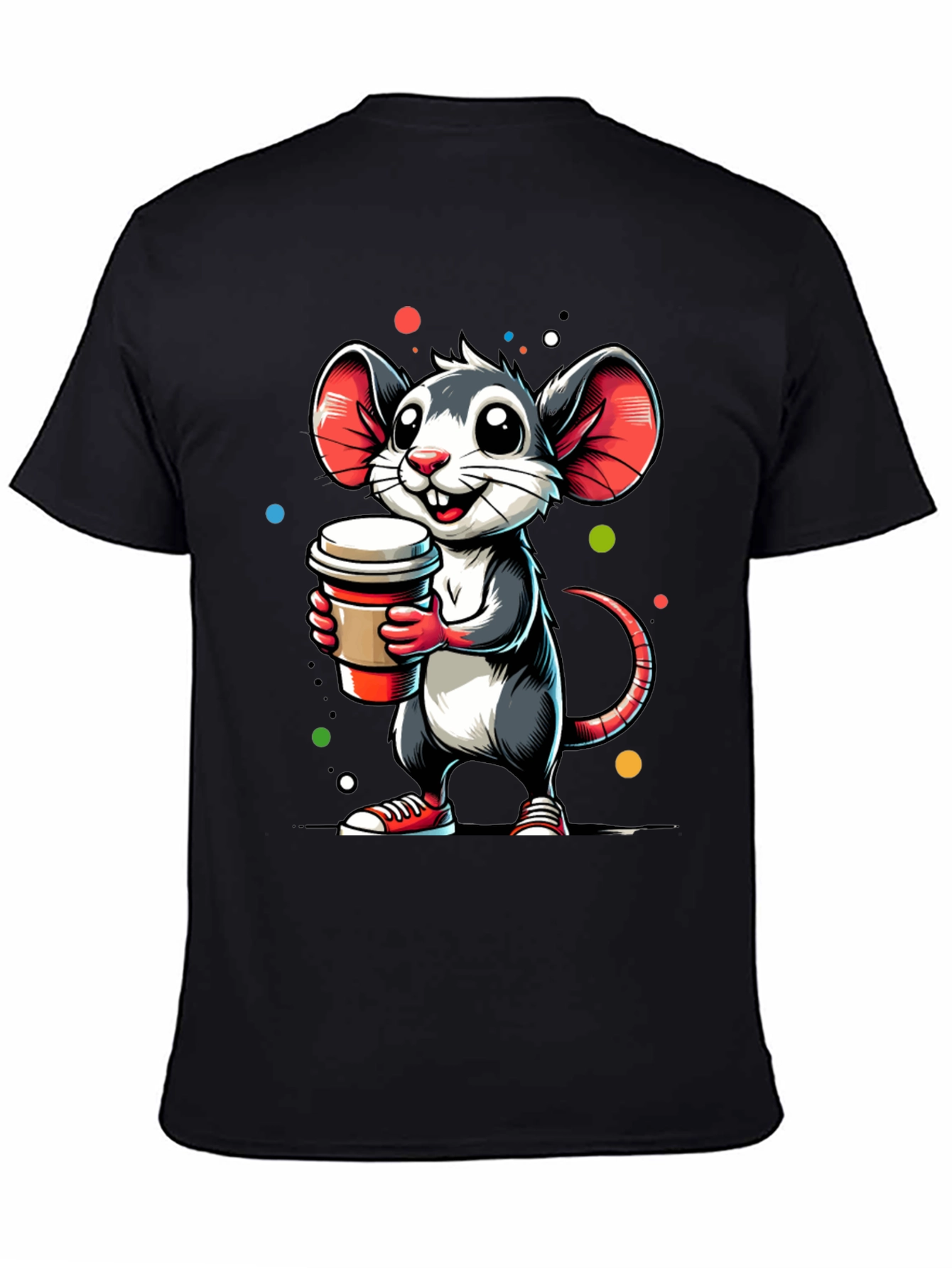 Coffee Mouse Graphic Tee - Cute Cartoon Design