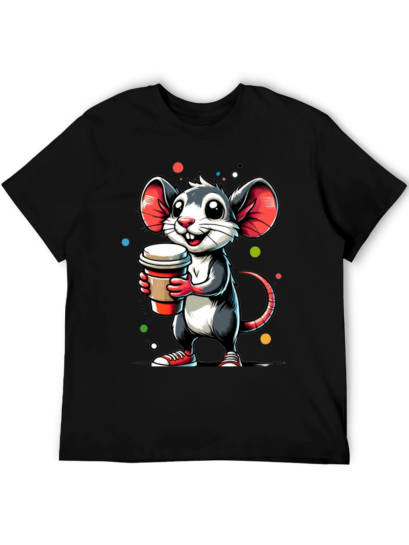 Coffee Mouse Graphic Tee - Cute Cartoon Design