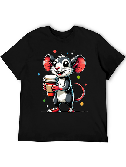 Coffee Mouse Graphic Tee - Cute Cartoon Design